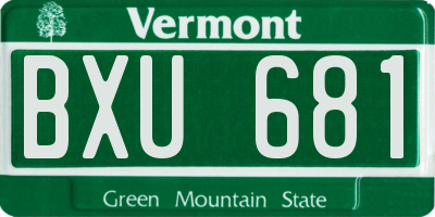 VT license plate BXU681