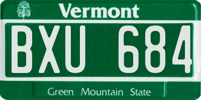 VT license plate BXU684