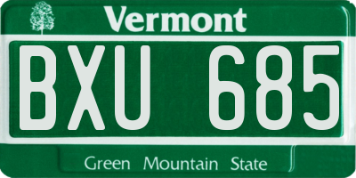 VT license plate BXU685