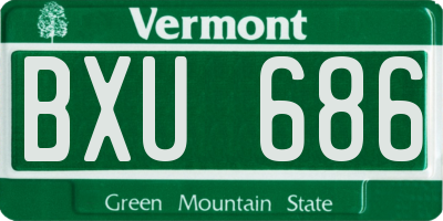VT license plate BXU686