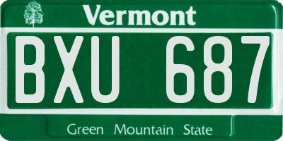 VT license plate BXU687