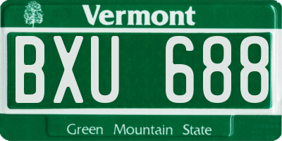 VT license plate BXU688