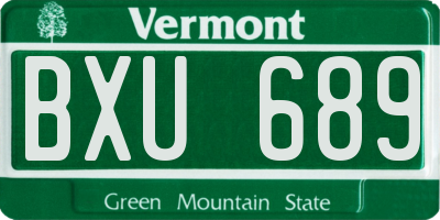 VT license plate BXU689