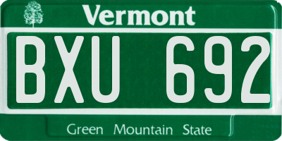 VT license plate BXU692