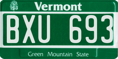 VT license plate BXU693