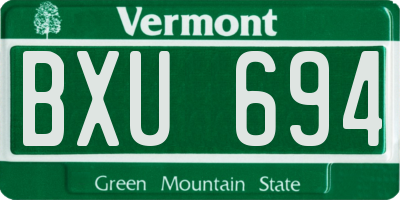 VT license plate BXU694