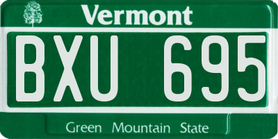 VT license plate BXU695