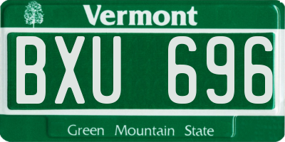 VT license plate BXU696