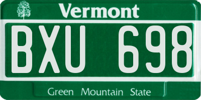 VT license plate BXU698