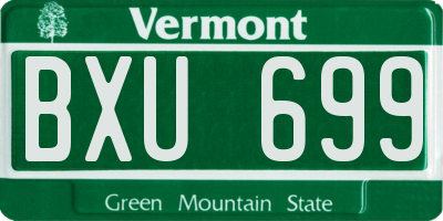 VT license plate BXU699