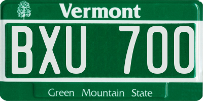 VT license plate BXU700