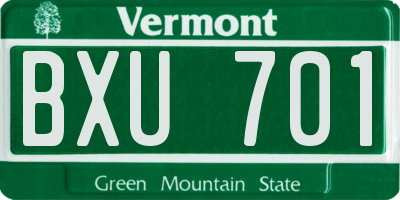 VT license plate BXU701