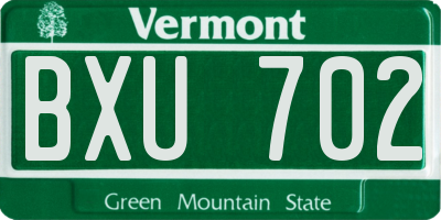 VT license plate BXU702