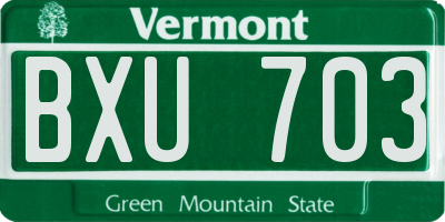 VT license plate BXU703