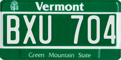 VT license plate BXU704
