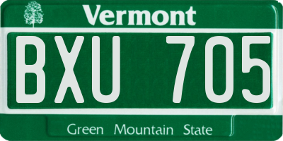 VT license plate BXU705