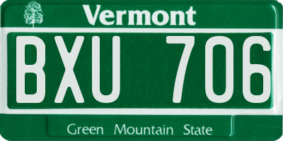 VT license plate BXU706