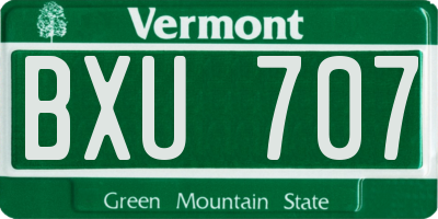 VT license plate BXU707