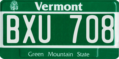 VT license plate BXU708