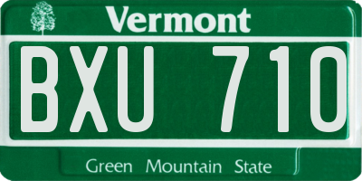 VT license plate BXU710