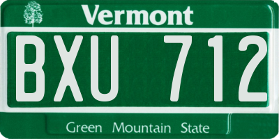 VT license plate BXU712