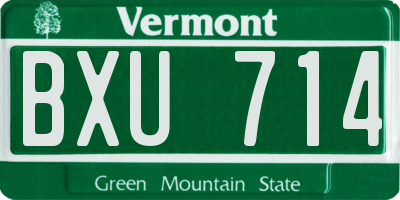 VT license plate BXU714