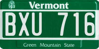VT license plate BXU716