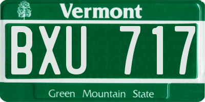 VT license plate BXU717
