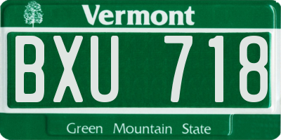 VT license plate BXU718