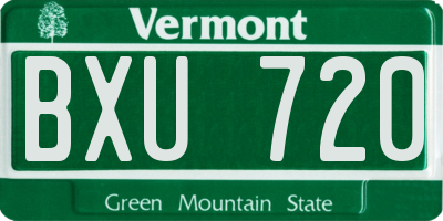 VT license plate BXU720