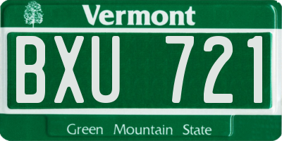 VT license plate BXU721