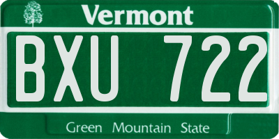 VT license plate BXU722