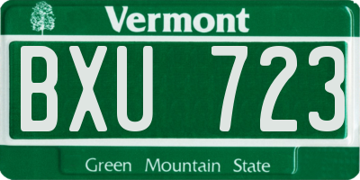 VT license plate BXU723
