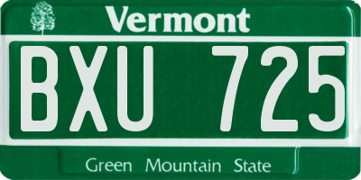VT license plate BXU725