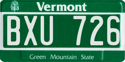 VT license plate BXU726