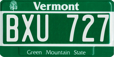 VT license plate BXU727