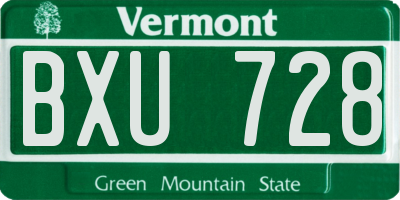 VT license plate BXU728