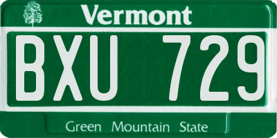 VT license plate BXU729