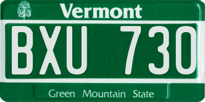 VT license plate BXU730