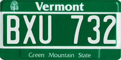 VT license plate BXU732
