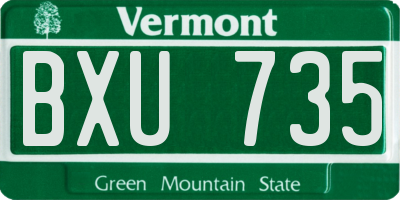 VT license plate BXU735