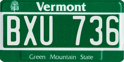 VT license plate BXU736