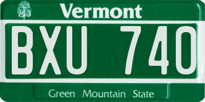 VT license plate BXU740