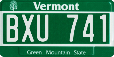 VT license plate BXU741