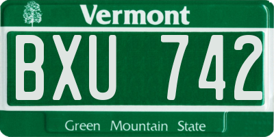 VT license plate BXU742