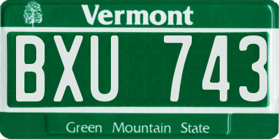 VT license plate BXU743