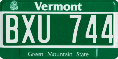 VT license plate BXU744