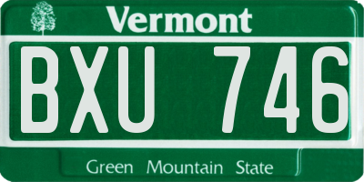 VT license plate BXU746