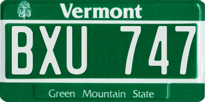 VT license plate BXU747