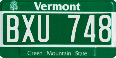 VT license plate BXU748
